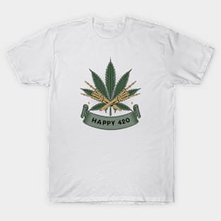 Happy 420 Day Cannabis Weed Marijuana Leaf Lovers Men Women T-Shirt